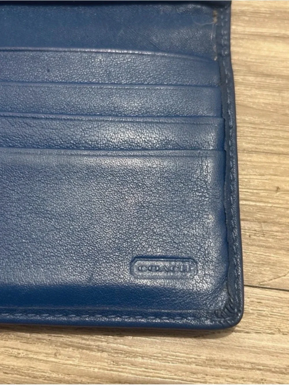 Coach Leather Folded Wallet in Dark Blue